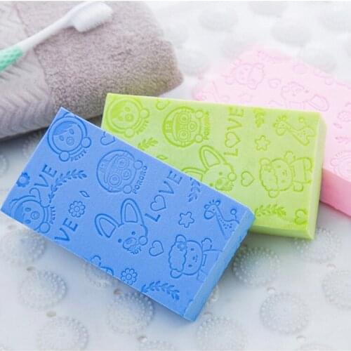 Absorbent Sponge Square Cotton Wholesale Rubbing Bath Sponge Cartoon Baby Childrens Print Bath Sponge Bath Wipe