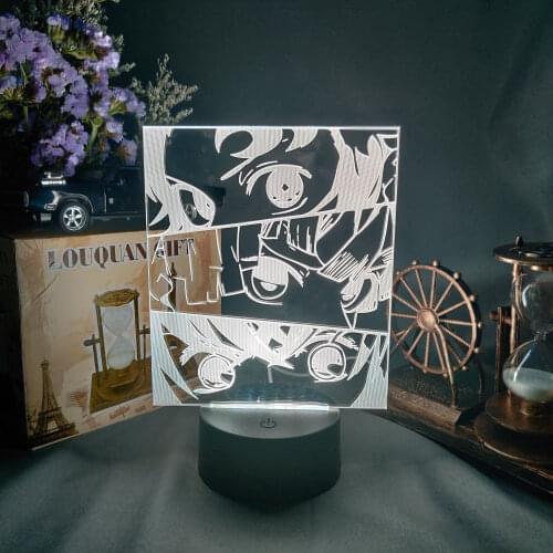 Anime Demon Slayer Face Splice Kimetsu No Yaiba Acrylic 3D Night Light Otaku Bedroom Lamp on the Table Kawaii Gaming Room Decor