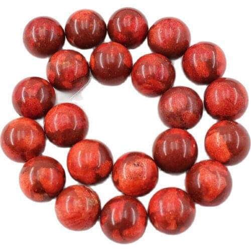 APDGG 18mm Red Coral Sponge Coral Round Gemstone Beads Strands 15.5" Jewelry Making DIY