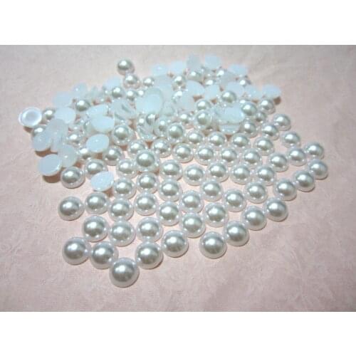 200 pieces/lot 8mm WHITE Half plastic Pearl Bead Flat Back Scrapbook / Flatback Beads DIY wedding decoration B026