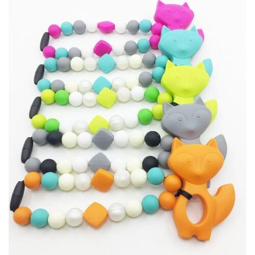 FREE SHIPPING! Fox Silicone Baby Carrier Teether Necklace - Fox teether Necklace - Hangs on Baby Carrier Necklace