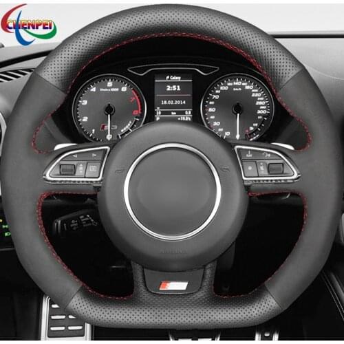 DIY Non-slip Black Leather Suede Car Steering Wheel Cover For Audi A5 A7 RS7 S7 SQ5 S6 S5 RS5 S4 RS4 S3 12-18 Car Accessories