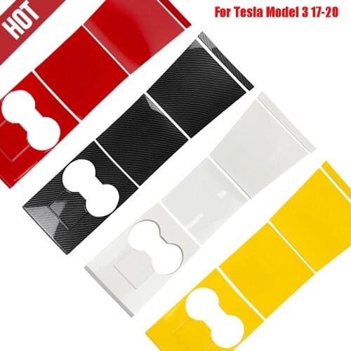 For Tesla Model 3 17-20 Center Cup Holder Console Panel ABS Cover Trim Carbon Fiber car accessories Storage box panel Card trim