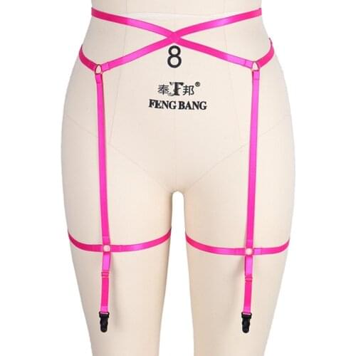 Women High Waist Garter Belt Elastic Adjust Bondage Body Harness Sexy Underwear Leg Body Cage Ring Stocking Harness Garter