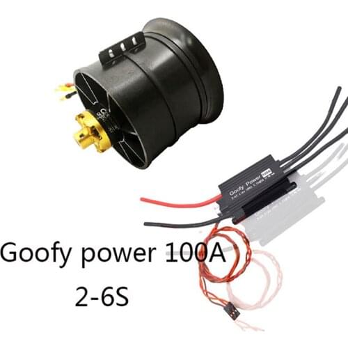 Goofy Power 100A Brushless ESC with QX-MOTOR EDF Ducted Airplane Fan 90mm 12-Blade 6S 1450KV Brushless Motor