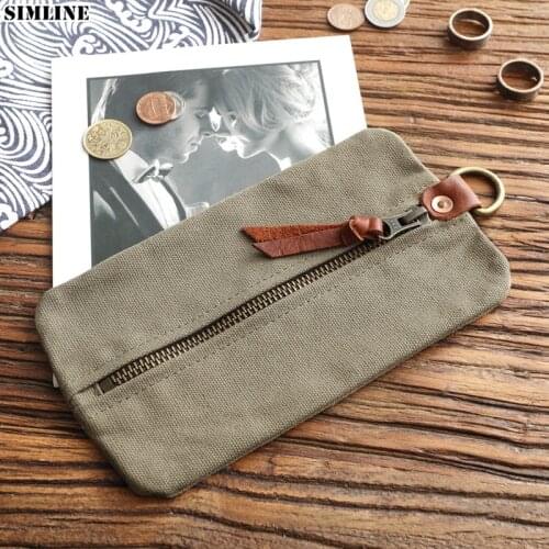 High Quality Canvas Wallet For Men Male Vintage Handmade Long Zipper Wallet Coin Purse Card Holder Pocket Phone Case Storage Bag