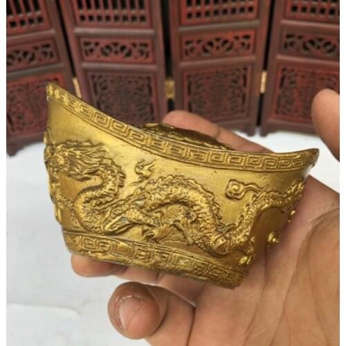 China brass dragon phoenix Ingots crafts statue