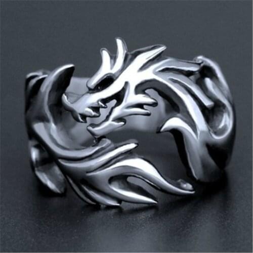 New retro goth punk male ring domineering dragon trend hip-hop mens titanium steel ring motorcycle party gift jewelry