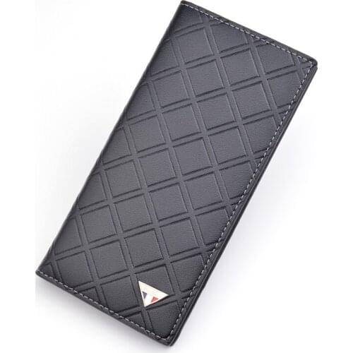 Super Thin Wallet Business Men Plaid Wallets Long Male Clutch Leather Purse Men Women Money Multi Card Holders Bag High Quality