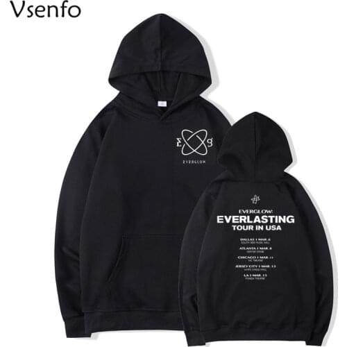 KPOP EVERGLOW Everlasting Tour in USA Hoodies women Streetwear Loose Hooded Pullover Printed Oversized Sweatshirts korean
