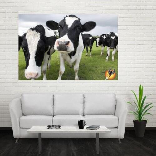 Nice Milk Cow Poster Custom Canvas Poster Art Home Decoration Cloth Fabric Wall Poster Print Silk Fabric Print