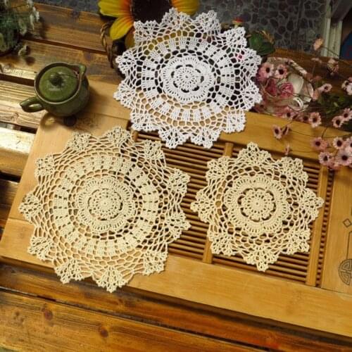 Round White Lace Embroidery Table Place Mat Christmas Gift Pad Placemat Cup Mug New Year Coaster Napkin Doily Cookware Kitchen