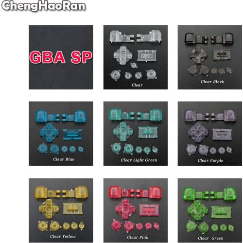 ChengHaoRan Clear White/Blue/Black Button Key Set For GameBoy Advance GBA SP A B Select Start Power On Off L R Buttons D Pad