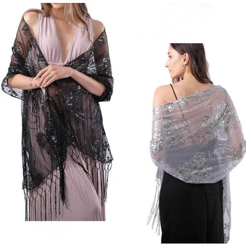Prom Evening Party Shawls And Wraps Women Bolero 160*58cm Long Sequins Ladies Bolero Shrug Wedding Bridal Bolero Cape For Dress
