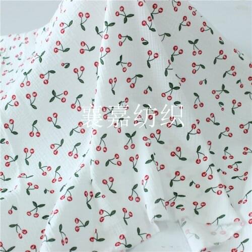 Cotton Hemp Crepe Double Gauze Cherry Pajamas Fabric