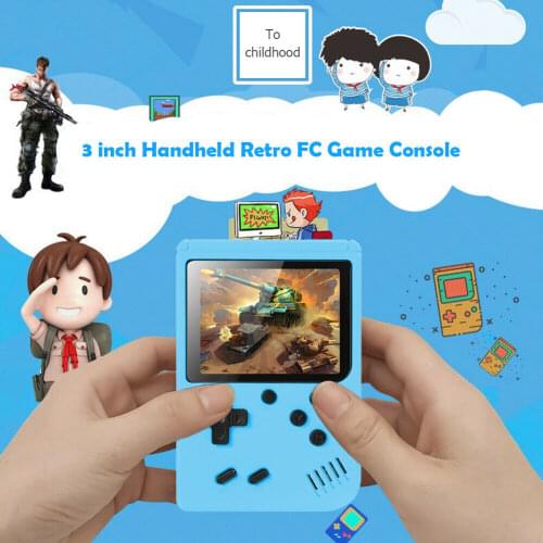 Handheld Game Consoles Portable Video Game Player Build In 800 Classic Games 8 Bit 3.0 Inch LCD Color Screen for Kids Gifts Blue