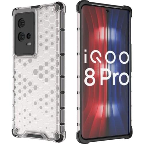 Honeycomb Style Armor Shockproof Case For VIVO IQOO 8 Pro X60 Pro China Soft TPU Bumper Hard PC Transparent Acrylic Back Cover