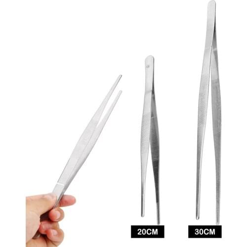 Straight Tweezer Long Barbecue Food Tong Stainless Steel Toothed Tweezer Home Medical Garden Kitchen BBQ Tool