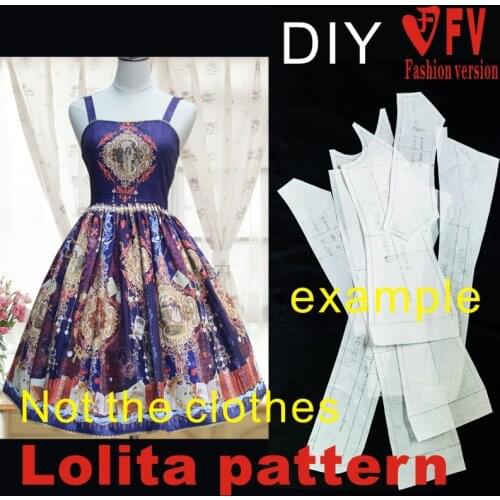 Lolita pattern womens sling dress sewing drawing 1:1 garment structure pattern LOLI-10