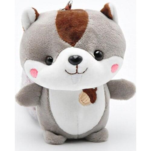 Cute Long Tail Squirrel Hanging Plush Doll Keychain Ring Key Holder Bag Ornament Gifts For Kids Children Keyrings