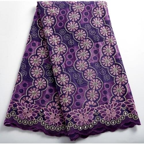 SJD LACE New High Quality Purple African Fabric Lace Swiss Voile Sewing Accessories Nigeria Fabric For Women Wedding Dress A2381