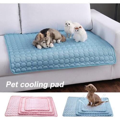Dogs Summer Cooling Mat Pet Large Size Ice Silk Cool Bed Pet Cat Breathable Blanket Cushion For Puppy Kitten Pet Sofa Floor Mat