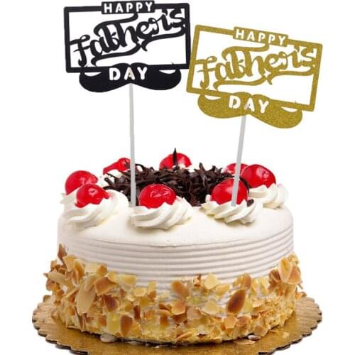 Cake Topper Decoration Flags Happy Fathers day Glitter Paper Cupcake Topper Birthday Wedding Cake Party Baby Shower Baking DIY