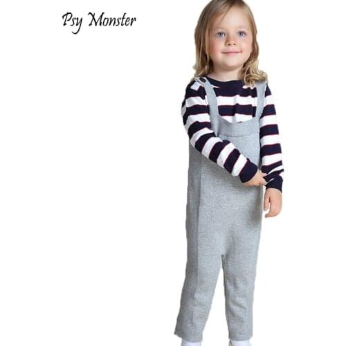 New Spring Autumn Baby Boys Girls Knitted Cotton Pants Kids Sweater Pants Straps Neutral Models Pants Children Belt pants W222
