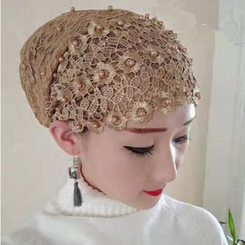 Embroidery Turban Caps for Women Beading Head Wraps Muslim Headscarf Bonnets Turbante mujer Chemo Hat