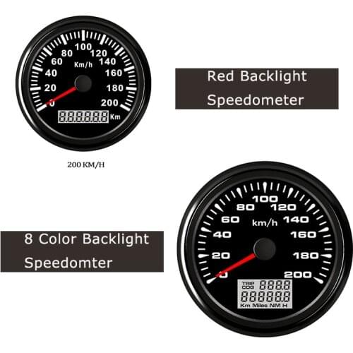 New 85mm GPS Speedometer 200KM/H IP67 Waterproof Speed Gauge For Car Truck SUV With Backlight 9-32V With Red Backlight