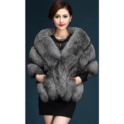Winter Faux Fur Coats luxury fox fur imitation mink fur poncho bridal wedding dress shawl cape women vest fur coat