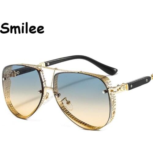 2021 Dazzling Steampunk Metal Sun Glasses Luxe Pilot Shades Vintage Hollow Pattern Designer Sunglasses Women Men Summer Eyewear