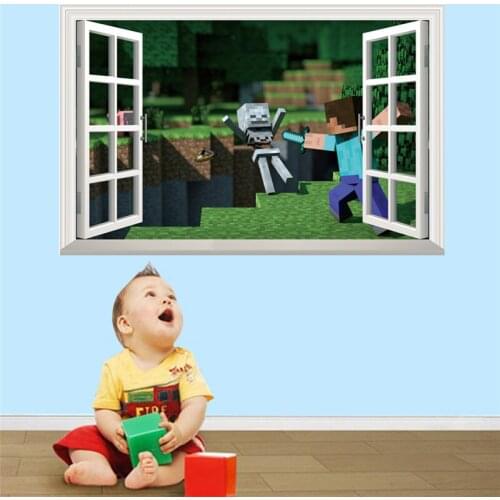 3D Cartoon Steve Game Wall Stickers Gifts for Children Wall Stickers Room Environmental PVC for Kids KIDS Room