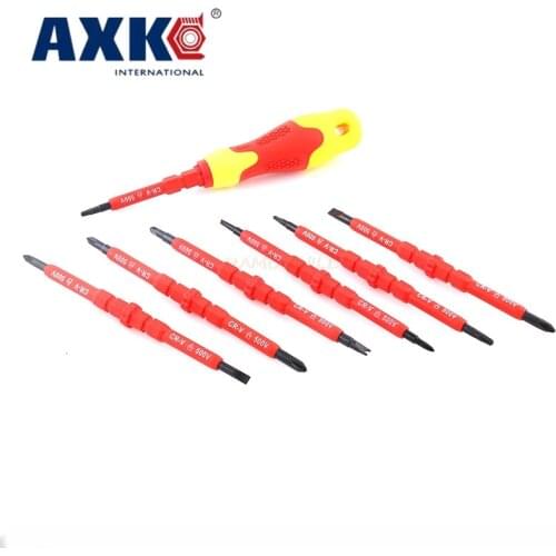 8 Pcs/set Multi Purpose Screwdriver Cr-v Screwdriver Isolated High Voltage Household Hand Tool Double Head Electricians Tool Kit