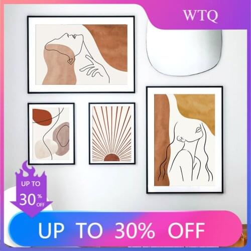Abstract Sun Line Girl Body Minimalism Wall Art Canvas Painting Nordic Poster Mural Living Room Home Decoration Painting Wall
