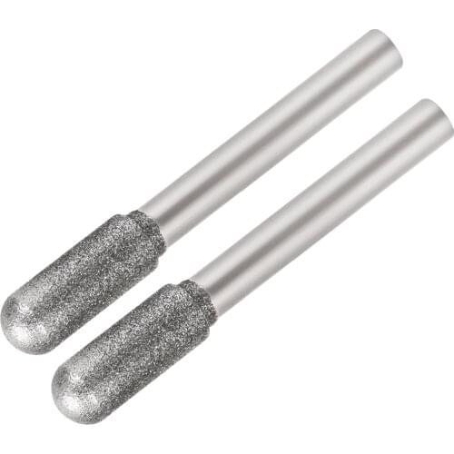 Uxcell Diamond Burrs for Carving Rotary Tool 1/4-Inch Shank 6mm Pointed 150 Grit 2 Pcs Cylindrical Nose8mm