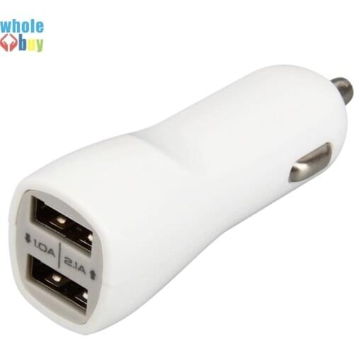 300pcs/lot Light Ring Design Duckbill Style 2 Dual USB Car Charger Adapter Black White Fast Charging Charger for IPhone Samsung