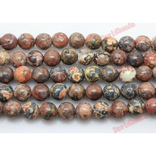 Factory Price Natural Stone Red Leopard Skin round beads 16" Strand 4 6 8 10MM Pick Size For Jewelry Making diy