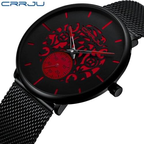2021 CRRJU Fashion Men Watch Top Brand Luxury Dial Design mens Watches Stainless Steel Sport Waterproof Quartz man Clock 2150B