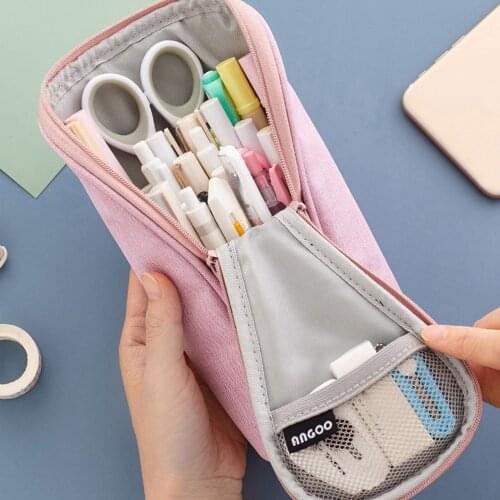 Zipper Pencil Case For Girls Student Stationery Pen Storage Bag Travel Portable Cosmetic Makeup Brush Organizer Package Women