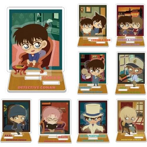 Anime Detective Conan Case Closed Furuya Rei Kudou Shinichi Acrylic Square Double Plug Stand Figure Model Plate Desktop Toy