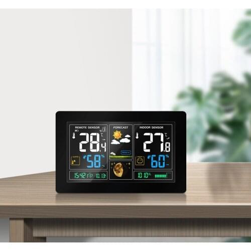 Digital Clock LCD Screen Display Weather Temperature Humidity Time Display Desktop Alarm Clock