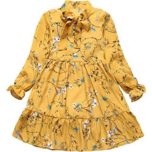 Girls Floral Dress 2020 NEW Baby Girls Dress Party College Style Lapel Princess Dress Fashion Kids Children Clothing