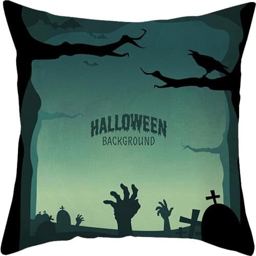 Halloween Decorative Cushion Cover Retro Polyester Pillowcase 45X45CM Sofa Couch Bed Seat Throw Pillow Cover Garden Pillowcase
