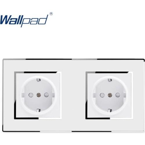 Double 2 Pin Power Socket Wallpad Luxury Wall Electric Outlet Mirror Acrylic Panel EU German Standard 16A AC 110~250V Schuko