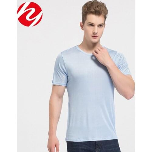 Real silk knitting Brand New Mens T-shirt Short-sleeve Man T shirt Short Sleeve Pure Color Men t shirt T-shirts For Male Tops