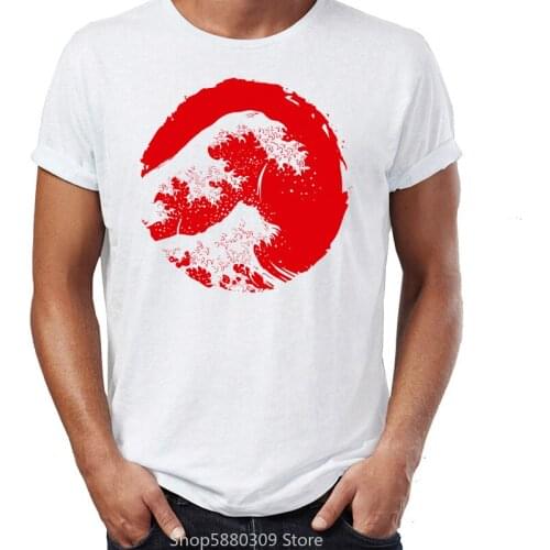 Brand New Men T Shirts The Great Wave Off Kanagawa Red Vaporwave Awesome Artwork Printed O-neck Tee Shirts Oversize