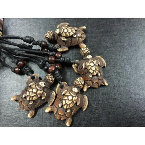 Hot Sell 20 PCS Tibetan Imitation Bone Powder Resin Double Tortoise Turtle Necklace Unisex accessories