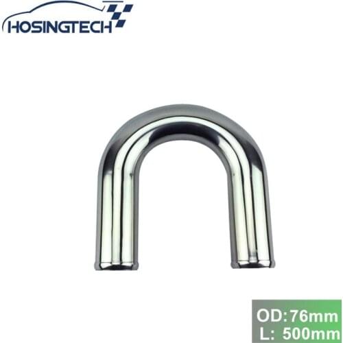 HOSINGTECH-76mm 3" 180 Degree Aluminum Turbo Intercooler Pipe Tube piping Length 500 mm