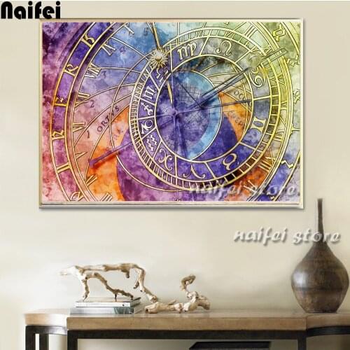 Clock 5D DIY Diamond Painting Cross Stitch Needlework Diamond Embroidery Square Round Full Diamond Mosaic Painting Wall Decor